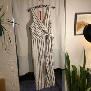 Ivory and Black Stripe Faux Wrap Jumpsuit Chelsea28 16